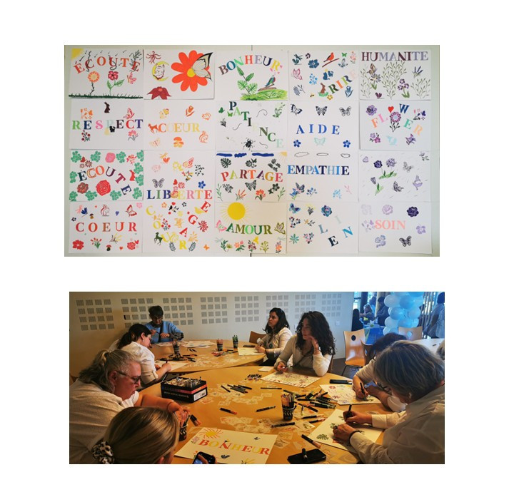 Création d’une toile collective lors de la journée HUMENSIA à Bourges